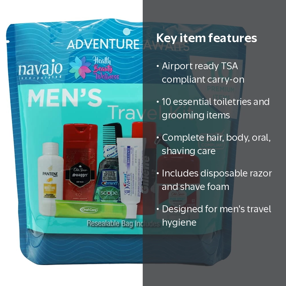 Handy Solutions, Travel Kit, TSA Approved Men's 9 Pieces, Blue