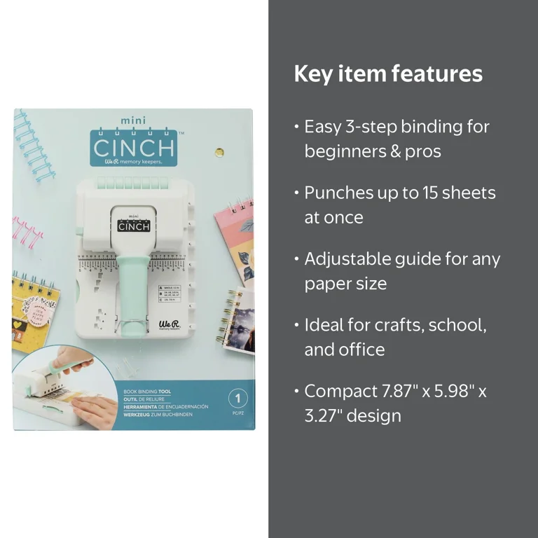 We R Memory Keepers Mini Cinch Hole Punch & Binding Tool, 0.625