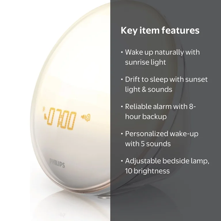Philips Wake-up Light with Colored Sunrise, Sunset Simulation and