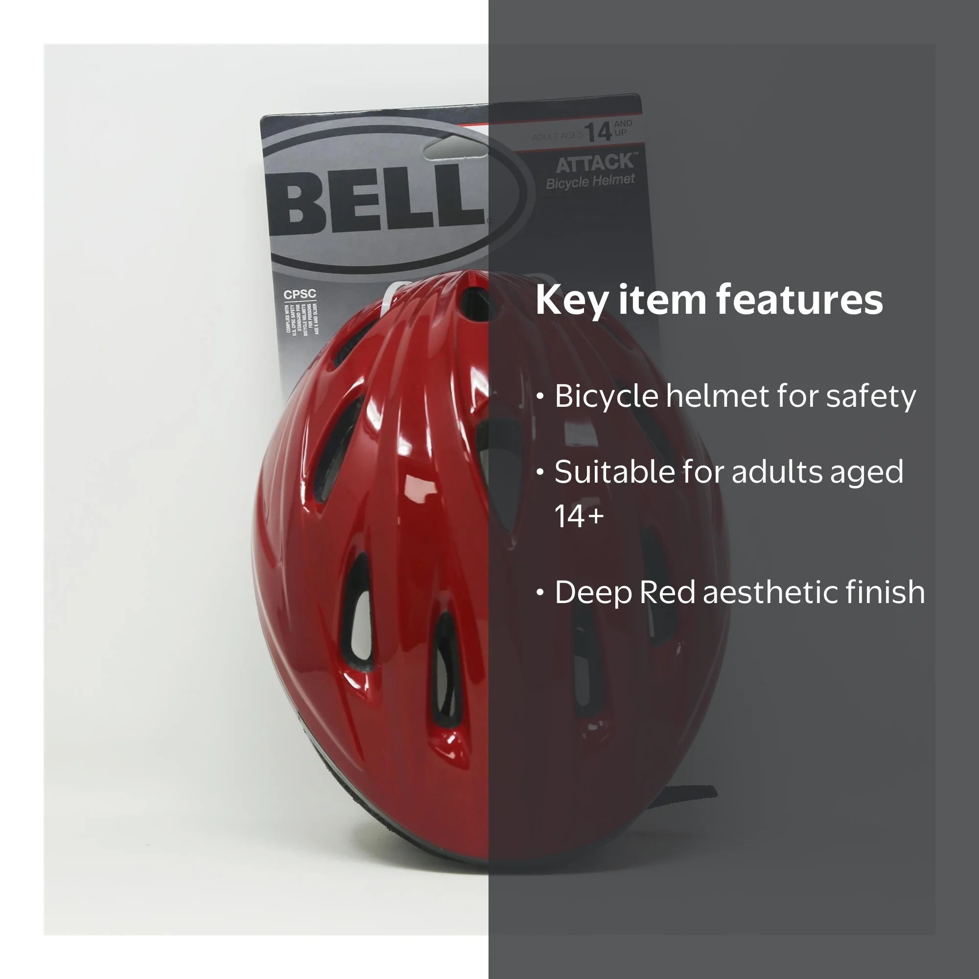 Bell Attack Adult Bicycle Bike Helmet Deep Red Ages 14+ Bell Attack Adult Bicycle Bike Helmet Deep Red Ages 14+