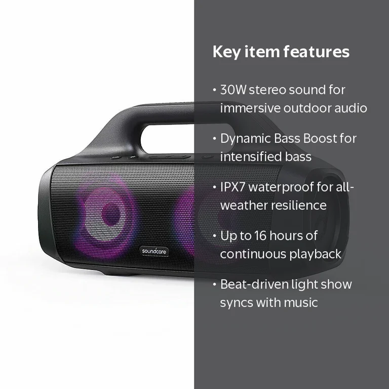 Soundcore Select Pro 30W Outdoor Bluetooth Speaker, BassUp, IPX7