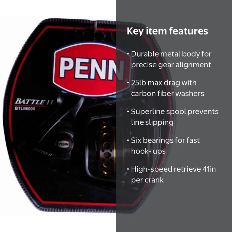 penn 6000 power graph ii spinning reel Fierce IV Reverse Balanced Rotor Penn Drag High-Performance Penn Battle IV 6000