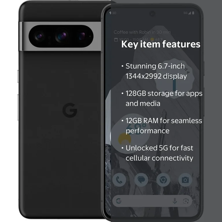 Google Pixel 8 Pro Smartphone, 12GB RAM, 5G, 128GB ROM, Unlocked