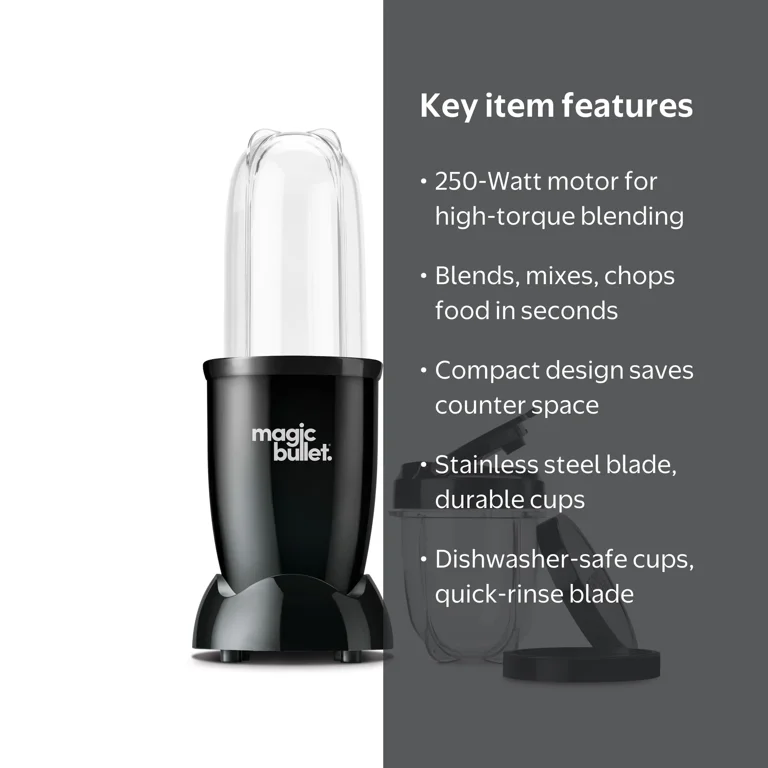 【未使用】MAGIC BULLET MGTB01KD BLACK Magic Bullet Essential Blender with To-Go Lid - All Black