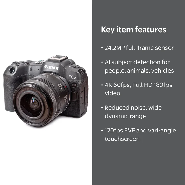 Canon EOS R8 Full-Frame Mirrorless Camera with 24-50mm Zoom Lens