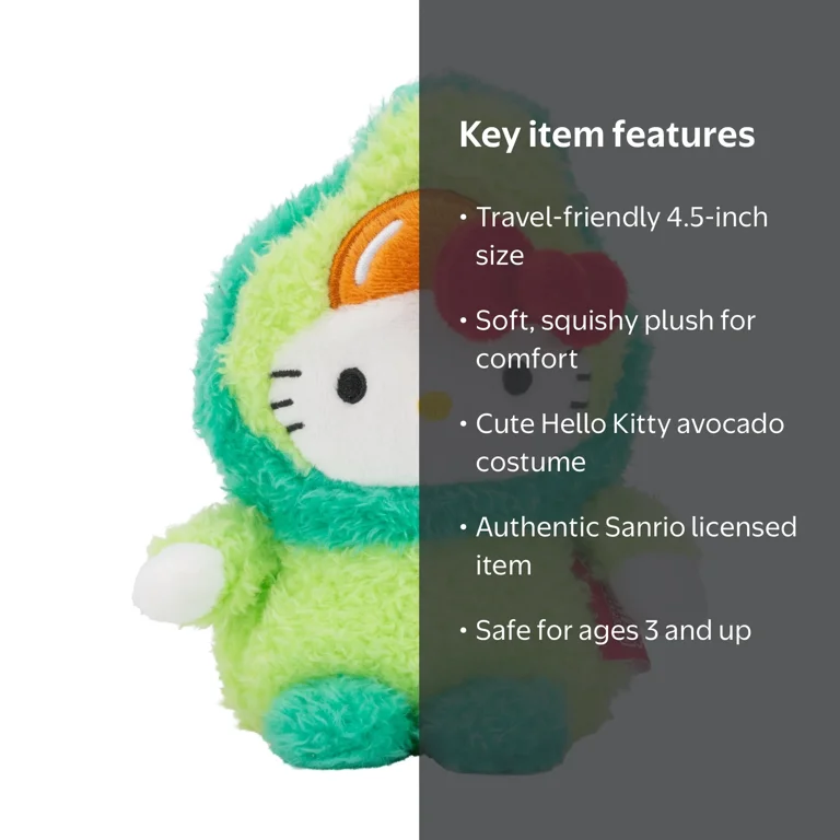 BumBumz by Russ 4.5-Inch Hello Kitty Avocado Plush Toy, Sanrio