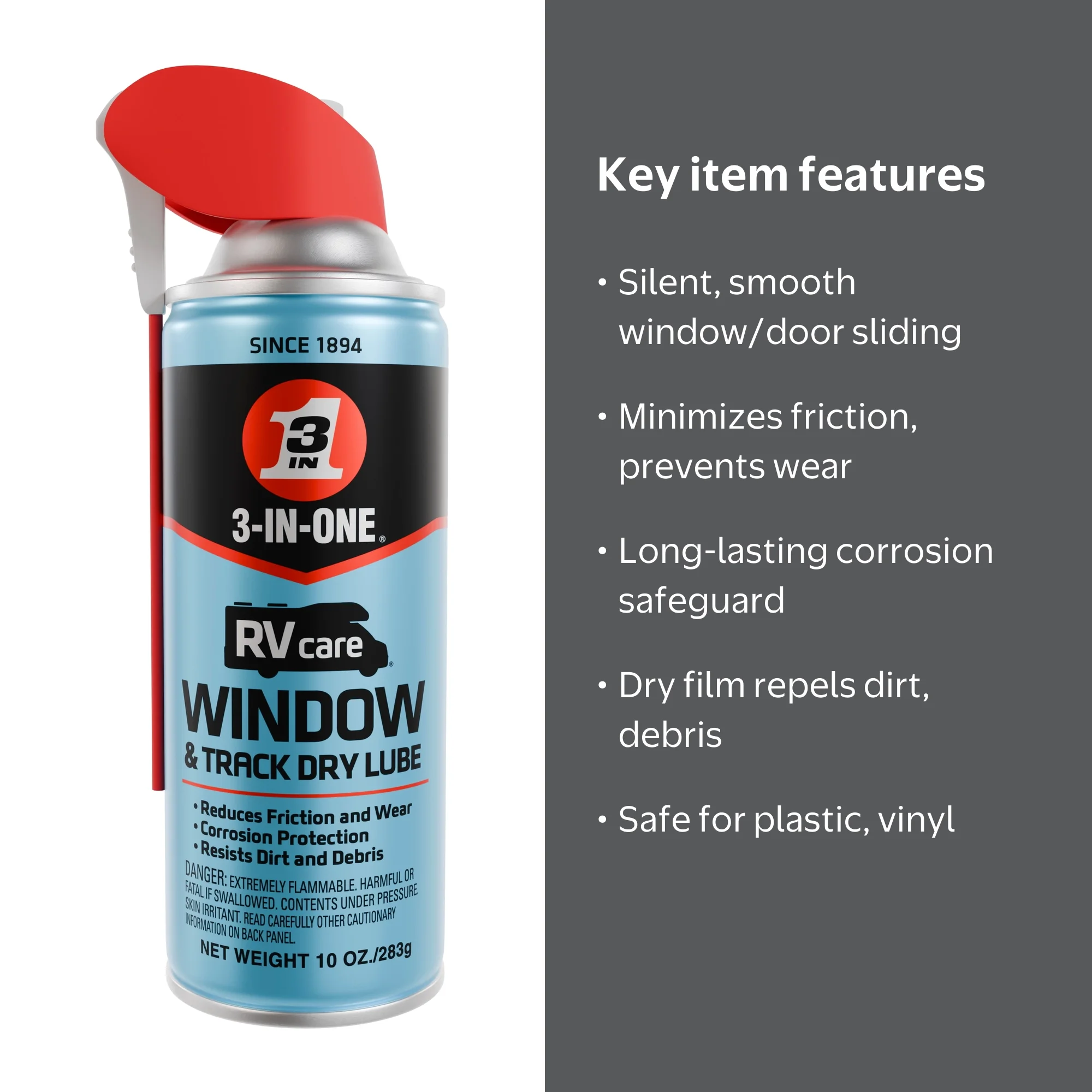 3-IN-ONE, Window and Track Dry Lube, 10 oz, corrosion protection
