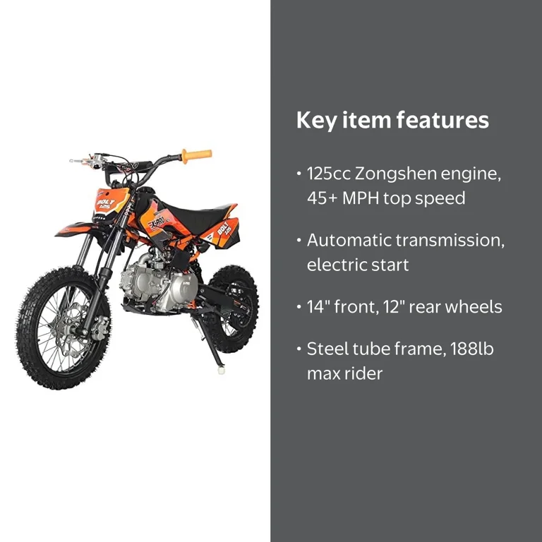 X-Pro, Gas Pit Dirt Bike, Orange, 125cc, Automatic, Electric Start