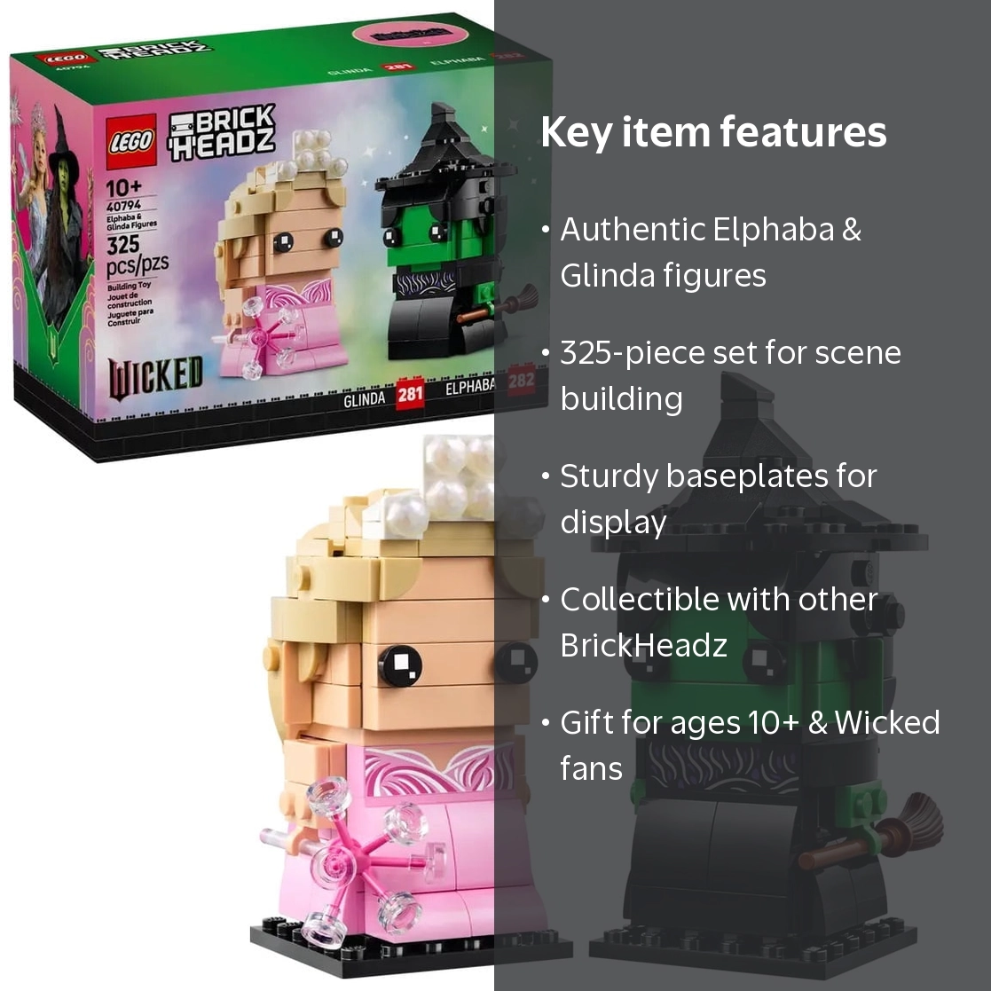 BE@RBRICK Glinda & Elphaba 400％ (2個セット) LEGO BrickHeadz Elphaba & Glinda Figures Set 40794 - Walmart.com