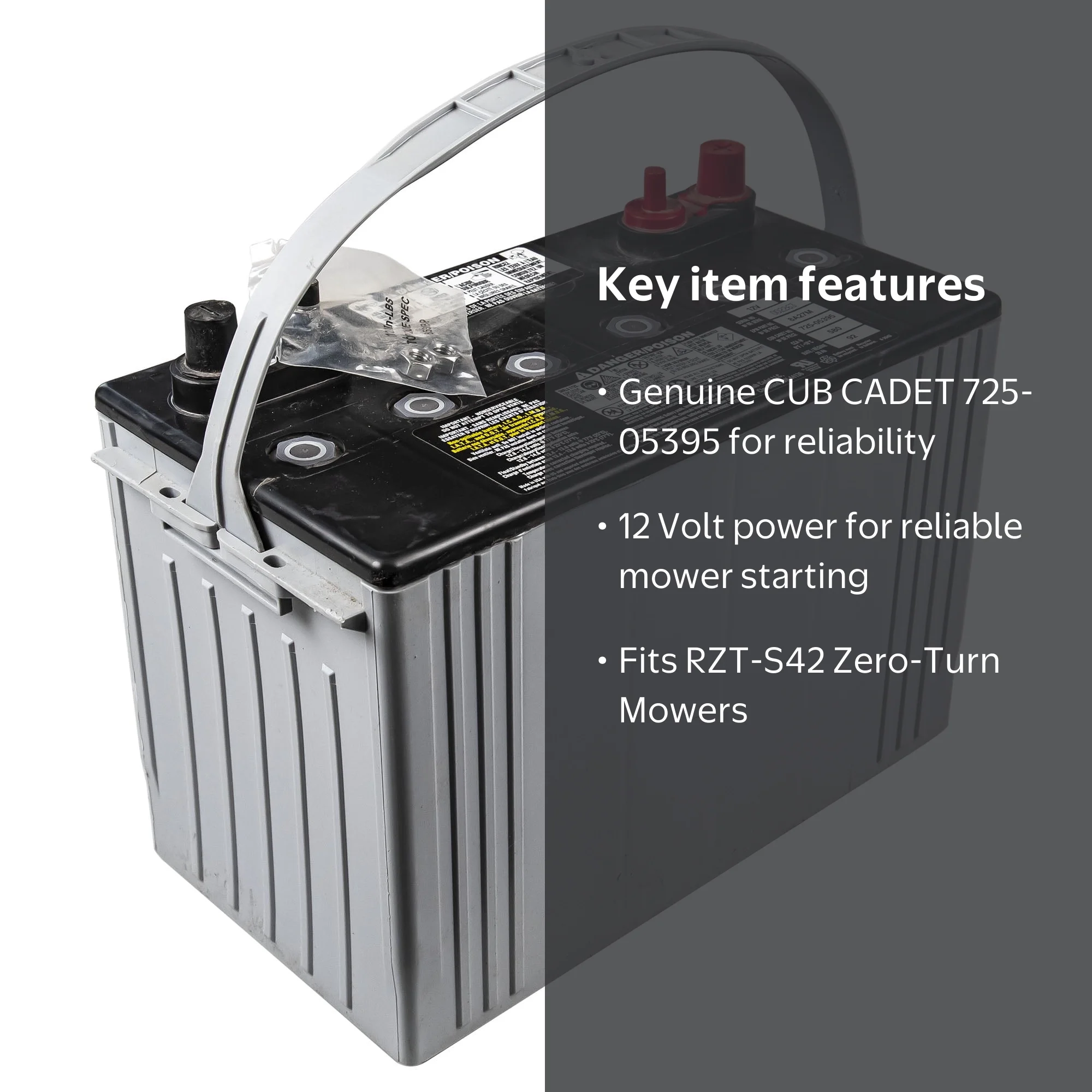 CUB CADET 725-05395 12 Volt Battery for RZT-S42 Zero-Turn Lawn