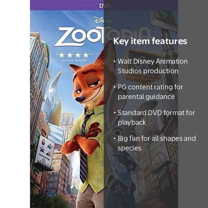 Disney, DVD, Zootopia, Kids & Family PG with Action and Heart