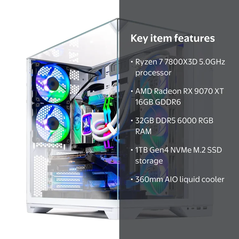 Skytech Gaming, Gaming PC, Ryzen 7 7800X3D, Radeon RX 9070 XT, 1TB