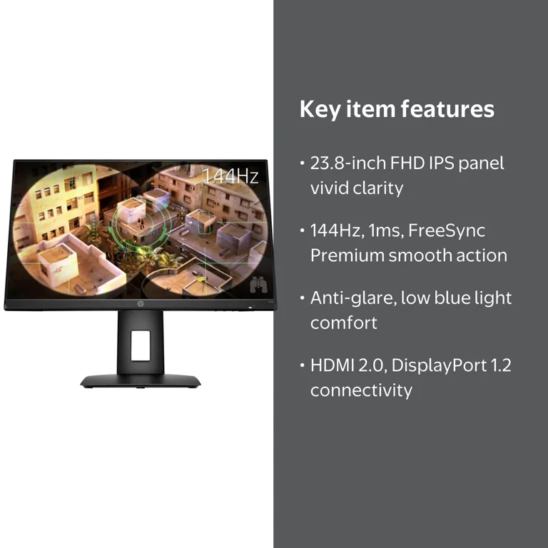 HP 23.8-inch FHD 144Hz Gaming PC Computer Monitor, x24ih IPS Panel
