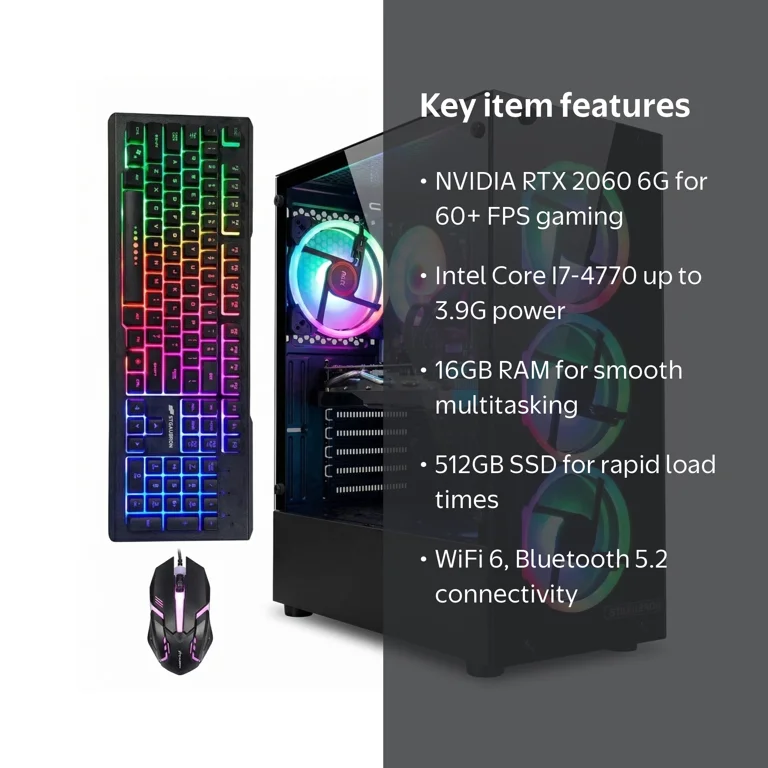 STGAubron Gaming PC, Intel Core I7-4770 up to 3.9G, RTX 2060 6G
