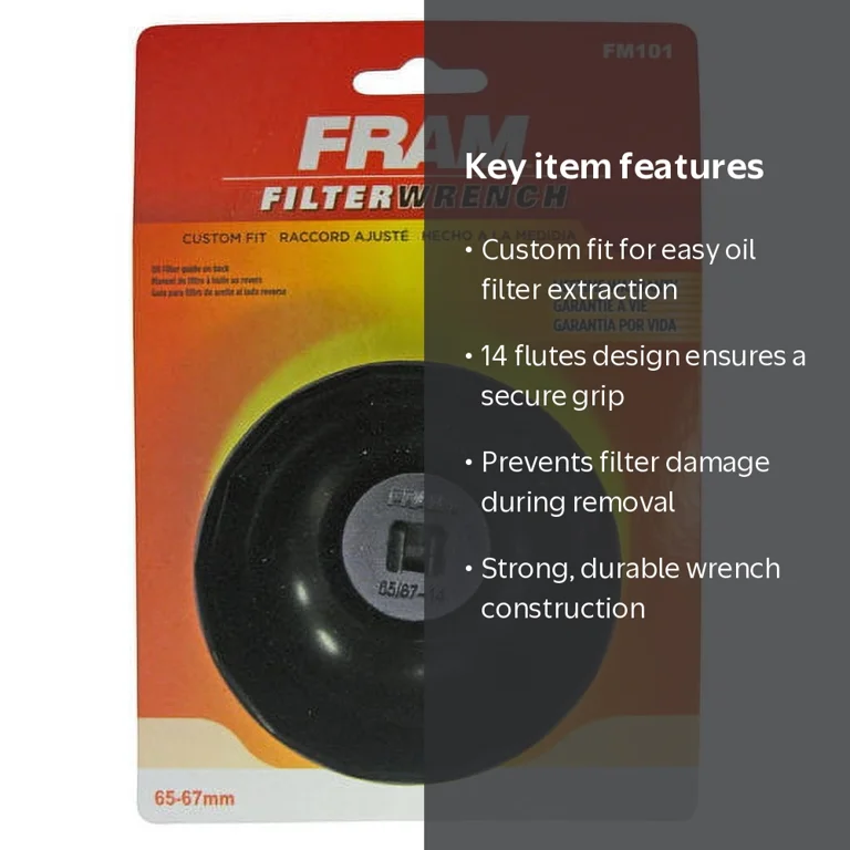 FRAM FM 101 Oil Filter Cap Wrench, 65mm - 67mm, 14 Flutes Square