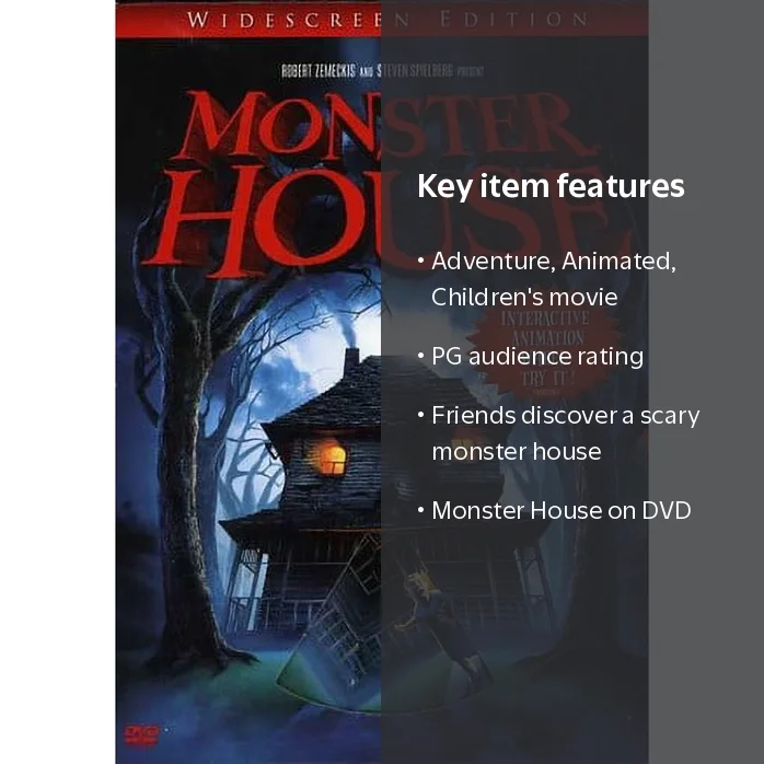 Monster House DVD, PG Rated, Adventure, Animated, Childrens Movie