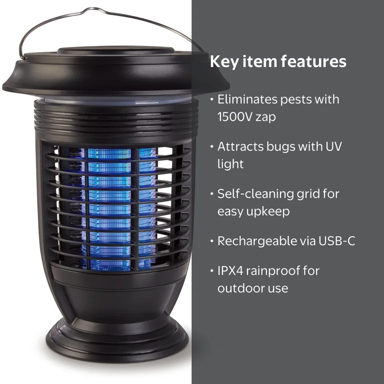 Ozark Trail Rechargeable Self-Cleaning Bug Zapper with Light