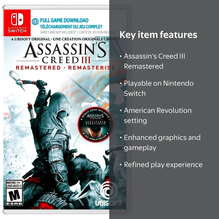 Ubisoft Assassin's Creed III Remastered, Nintendo Switch - Walmart.com