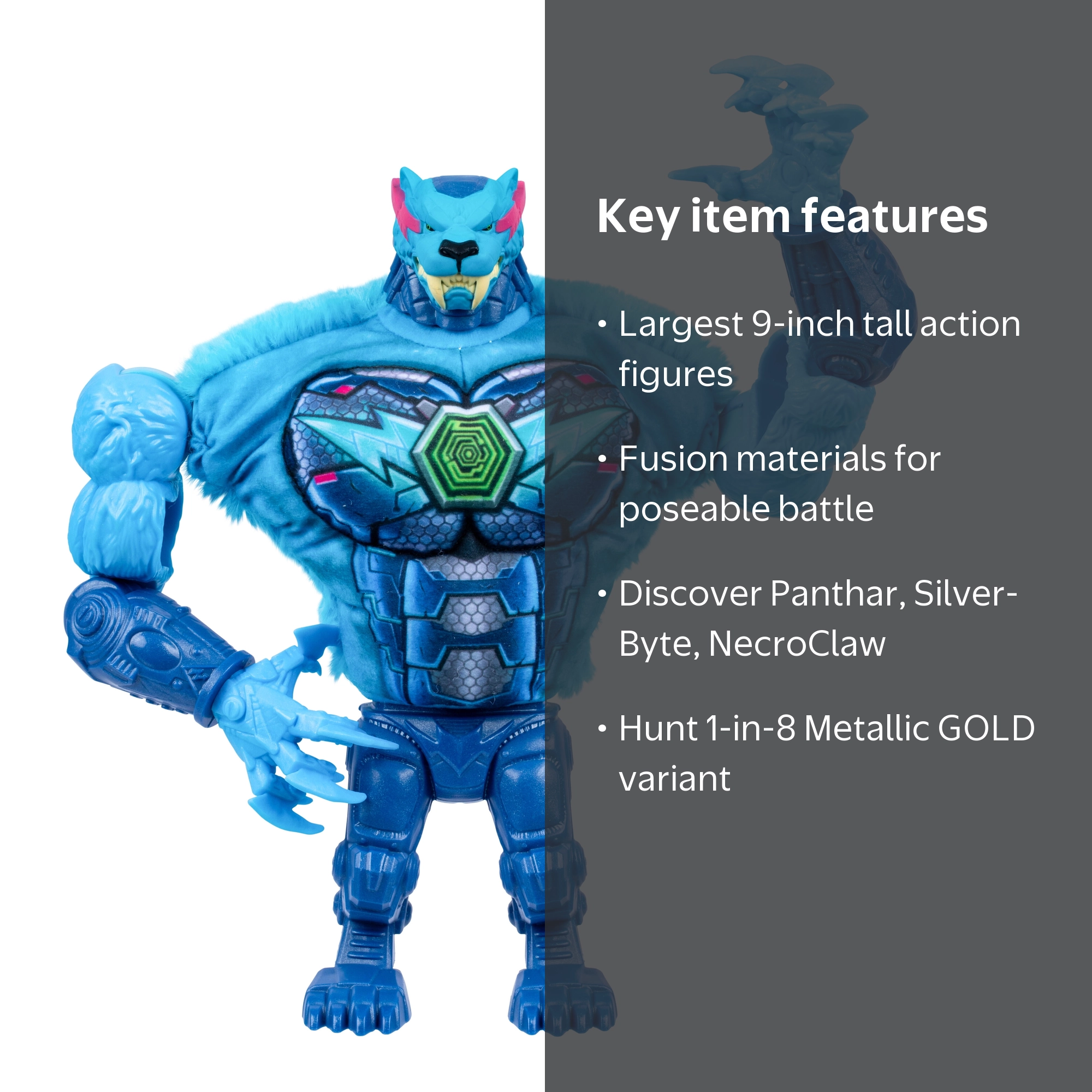 MrBeast Lab, Mutator Panthar, 23 cm, Blue, Poseable Action Figure