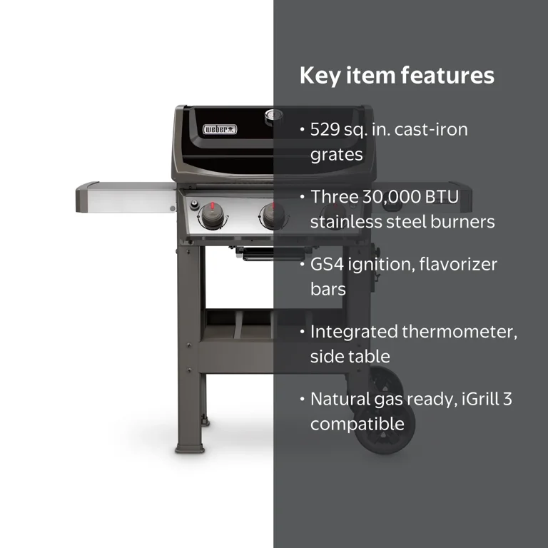 Weber Spirit II E-310 BBQ Gas Grill - Black, Large Cooking Area