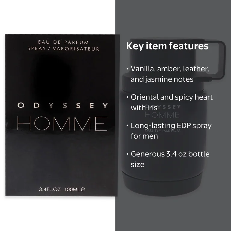 Armaf Odyssey for Men 3.4 oz EDP Spray, Vanilla Amber, Oriental