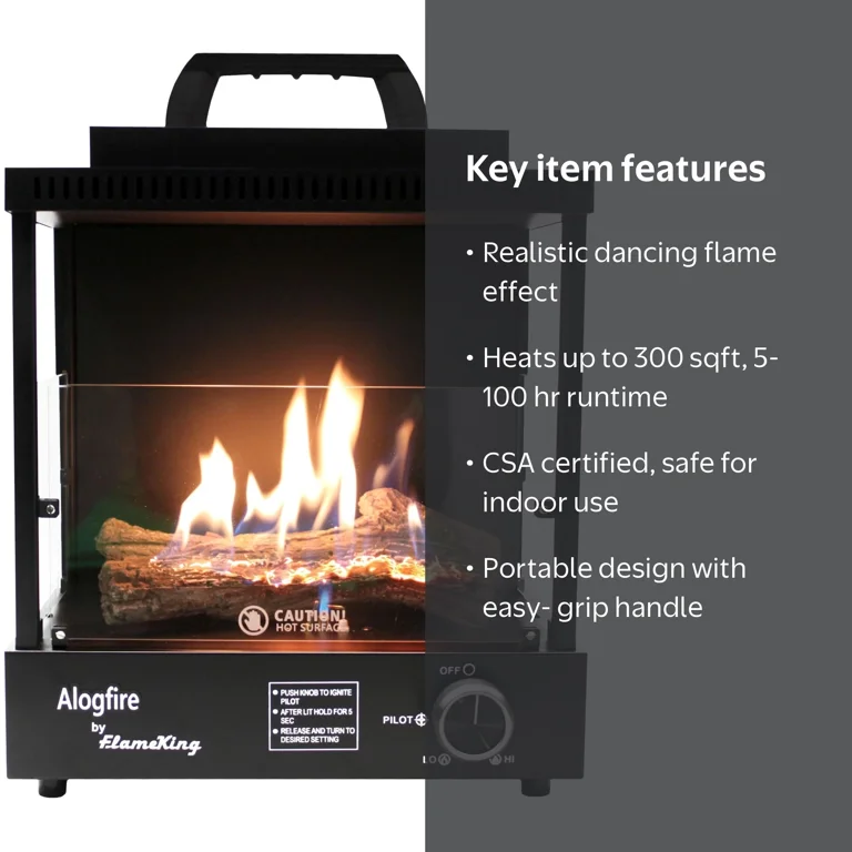 Flame King ALOGFIRE Propane Ambiance Log Fireplace Heater, 1-Pack
