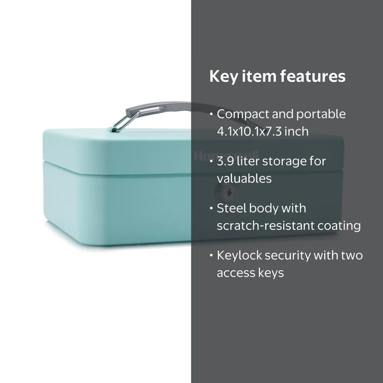 Honeywell, Mobile Cash Box, 6112TL-WM, Key Locking, Teal - Walmart.com