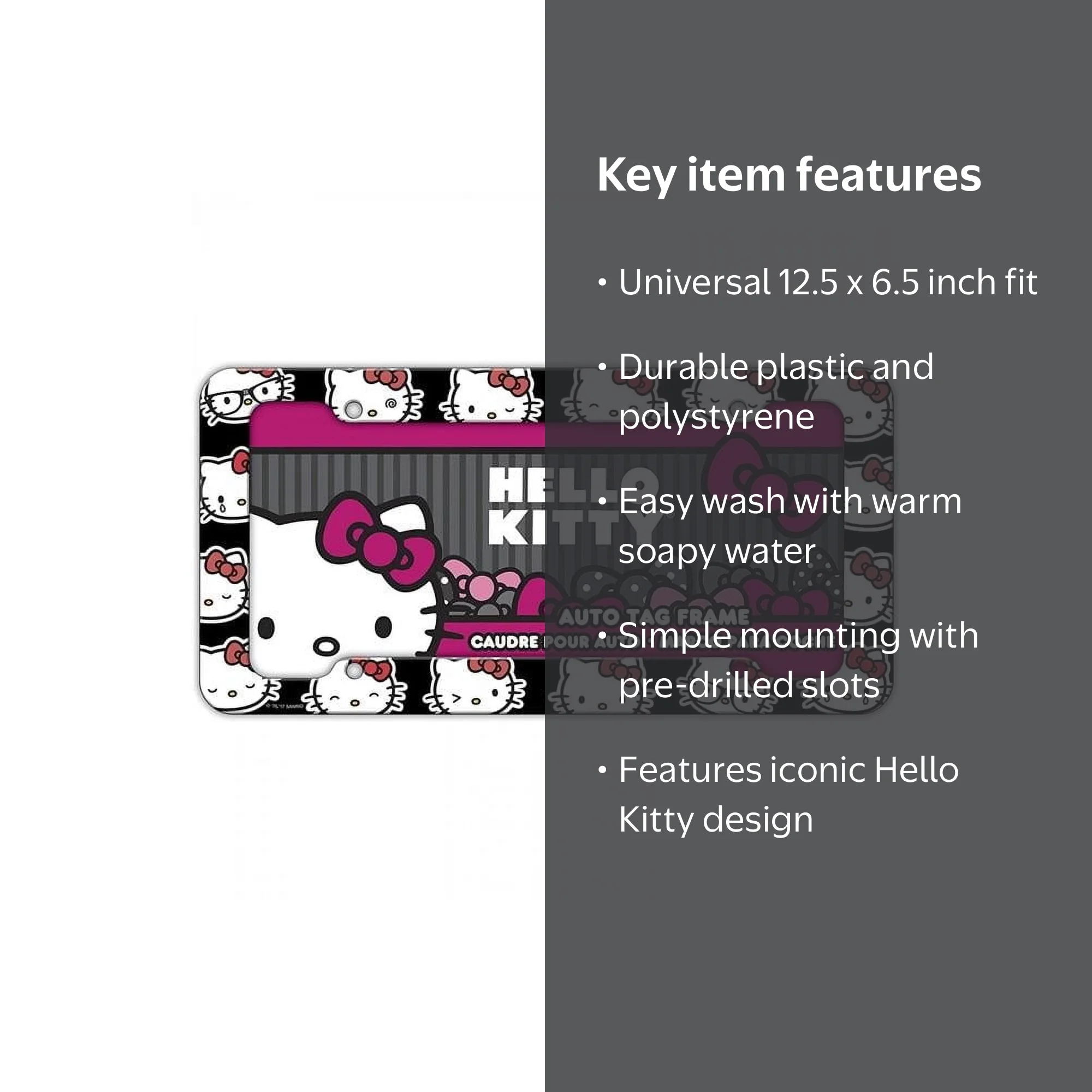 Hello Kitty 815381 Character License Plate Frame, 12.5