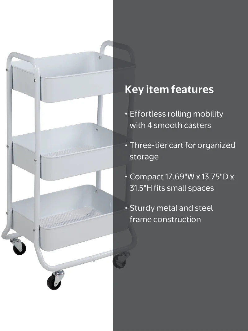 Mainstays Metal Frame Laundry Basket Sorter, 3-Tier, Arctic White