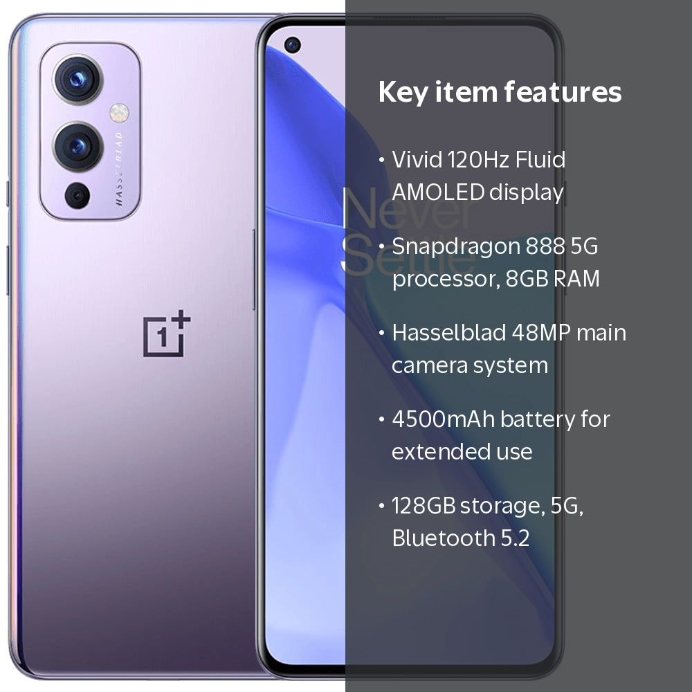 OnePlus 9 5G 128GB Smartphone (No Plan-Unlocked Device), Black