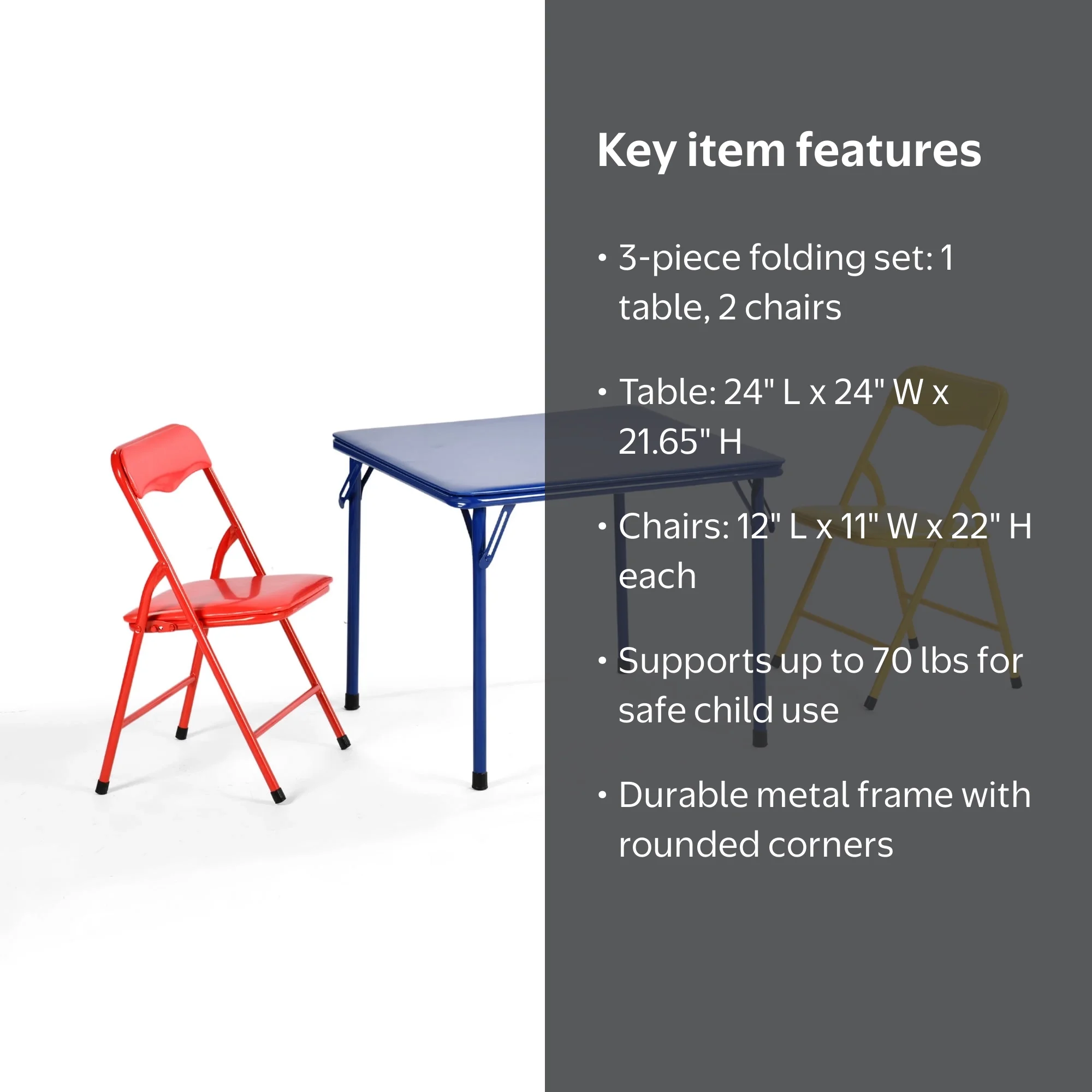 Homy Casa Kids 3-Piece Folding Activity Table and Chair Set