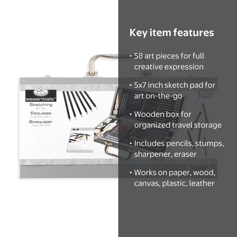 Royal & Langnickel Essentials™ 58pc Sketching Travel Art Set