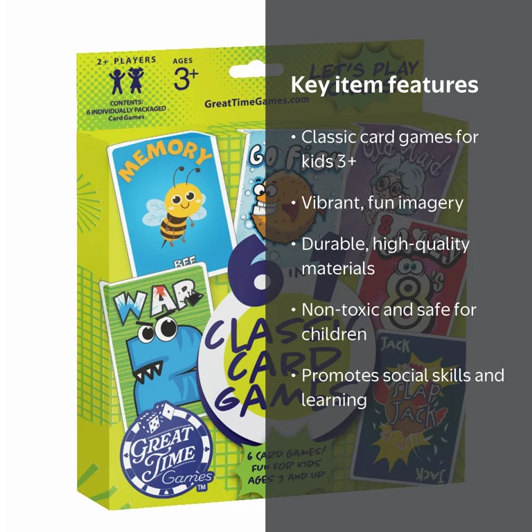 Kids Classic Card Game Set by Great Time Games. Featuring 6