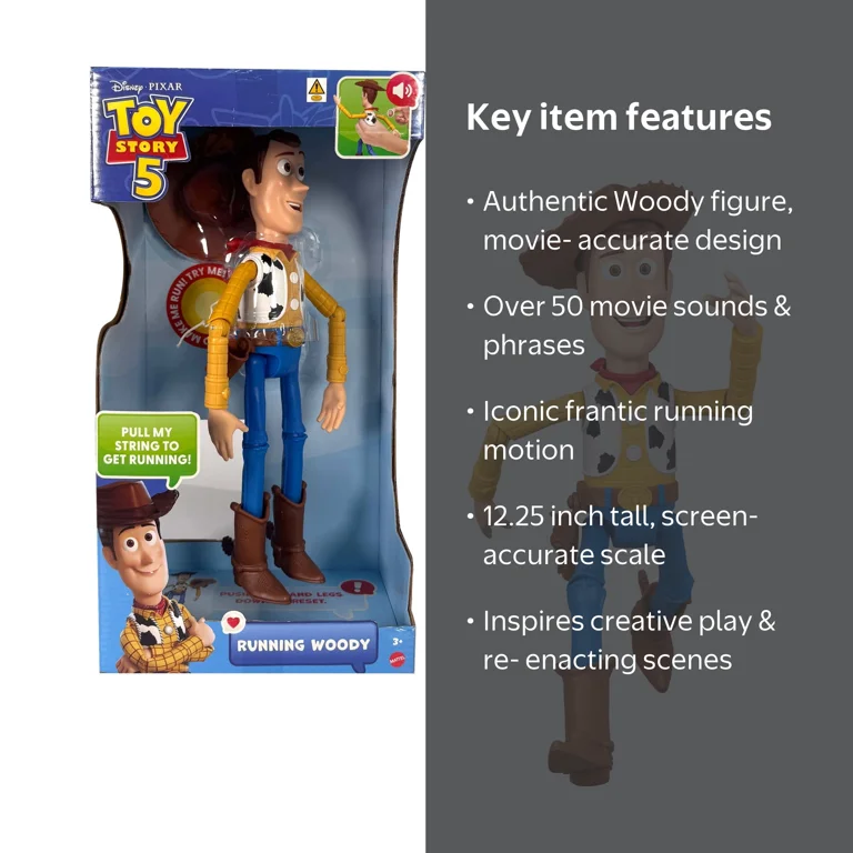 Disney and Pixar Toy Story 5 Running Woody 12 Inch Action Figure