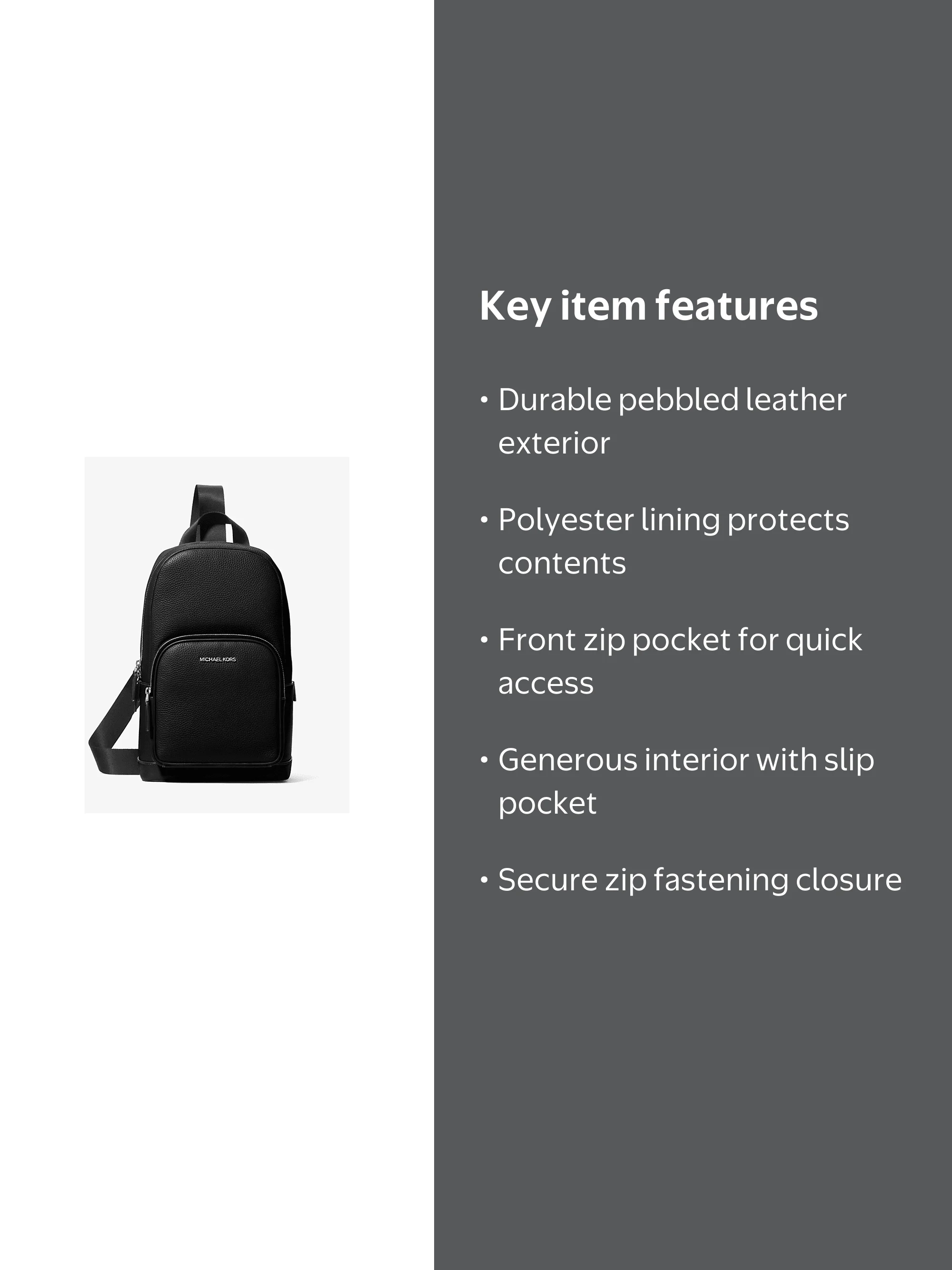 Michael Kors Outlet Cooper Pebbled Leather Sling Pack 