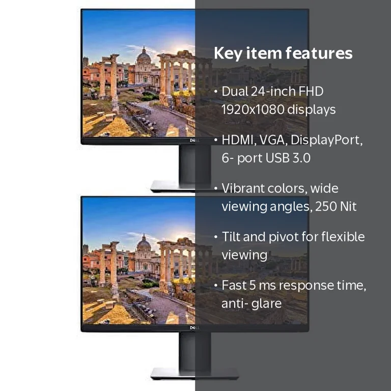 Dell P2419H 24 Inch IPS Monitor - FHD, 5ms, HDMI/VGA/DP, 2-Pack