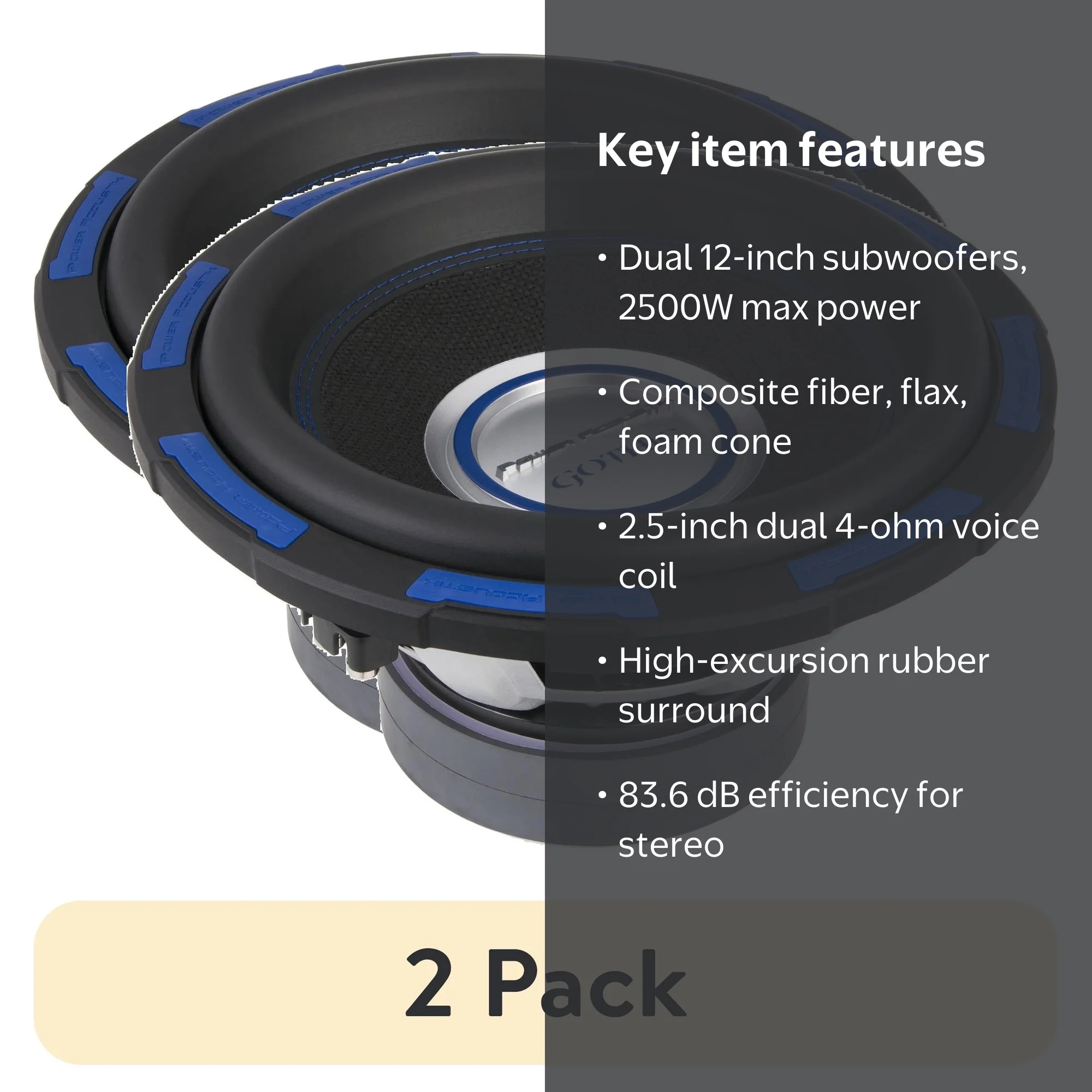2 pack) Power Acoustik Gothic Series GW-124 Premium 12