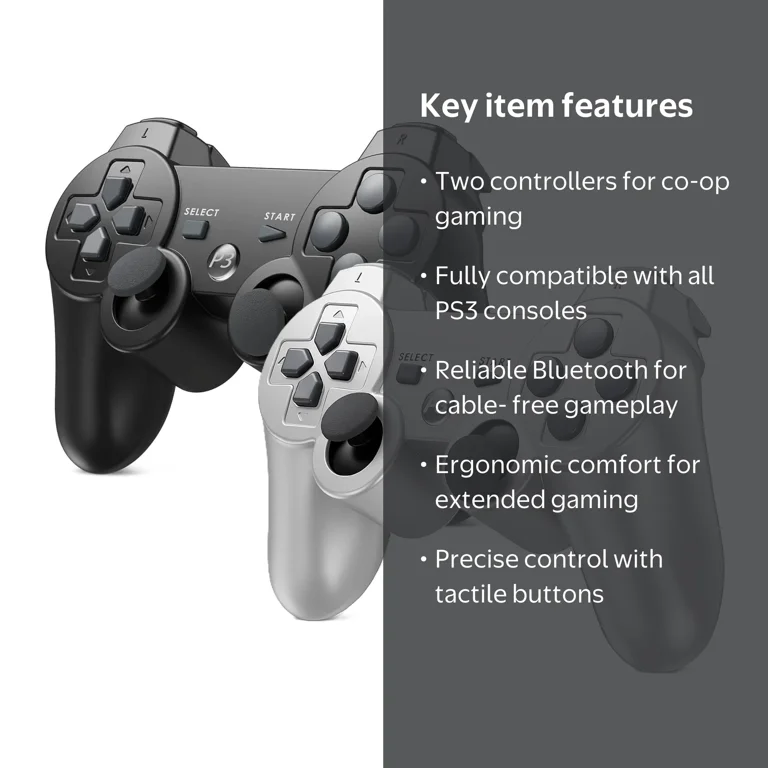 RetroFam 2 Pack Wireless Controller compatible for Playstation PS3