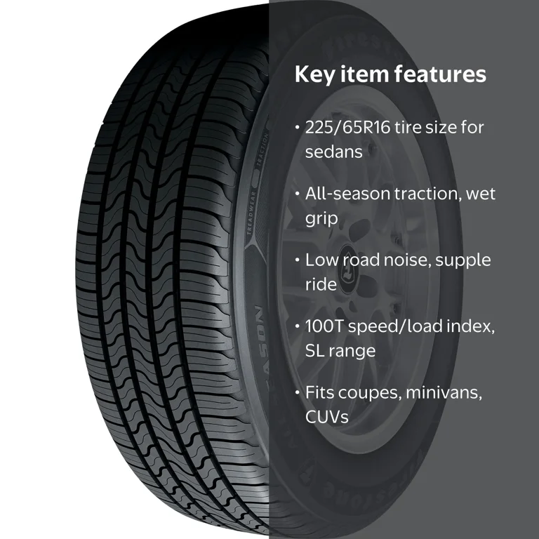 タイヤ　225/65R16 Firestone, All Season Passenger Tire, 225/65R16, 100T - Walmart.com