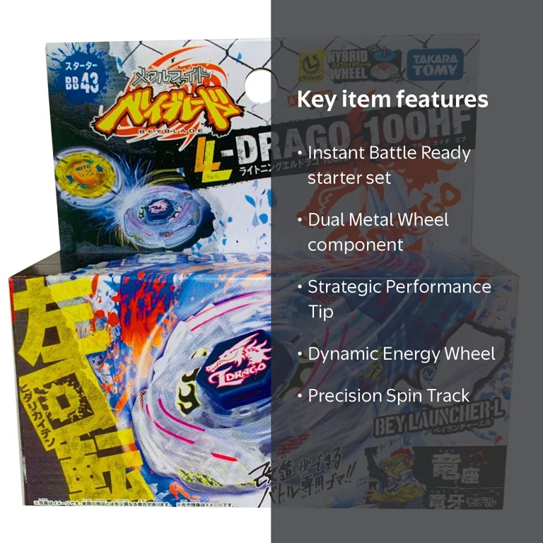 Takara Tomy Lightning L-Drago 100HF Metal Beyblade BB-43, Starter