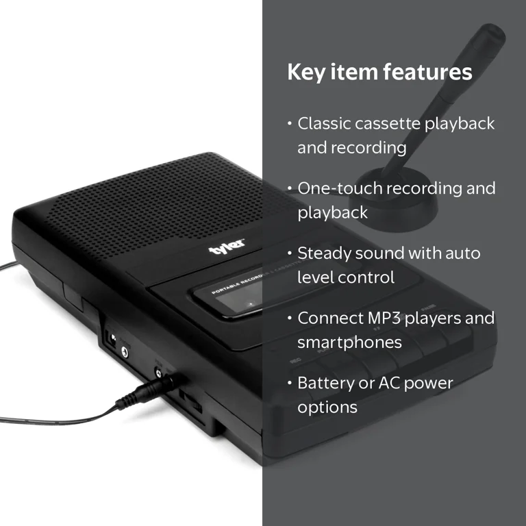 Tyler TCP-01 Portable Tape Cassette Recorder/Player with