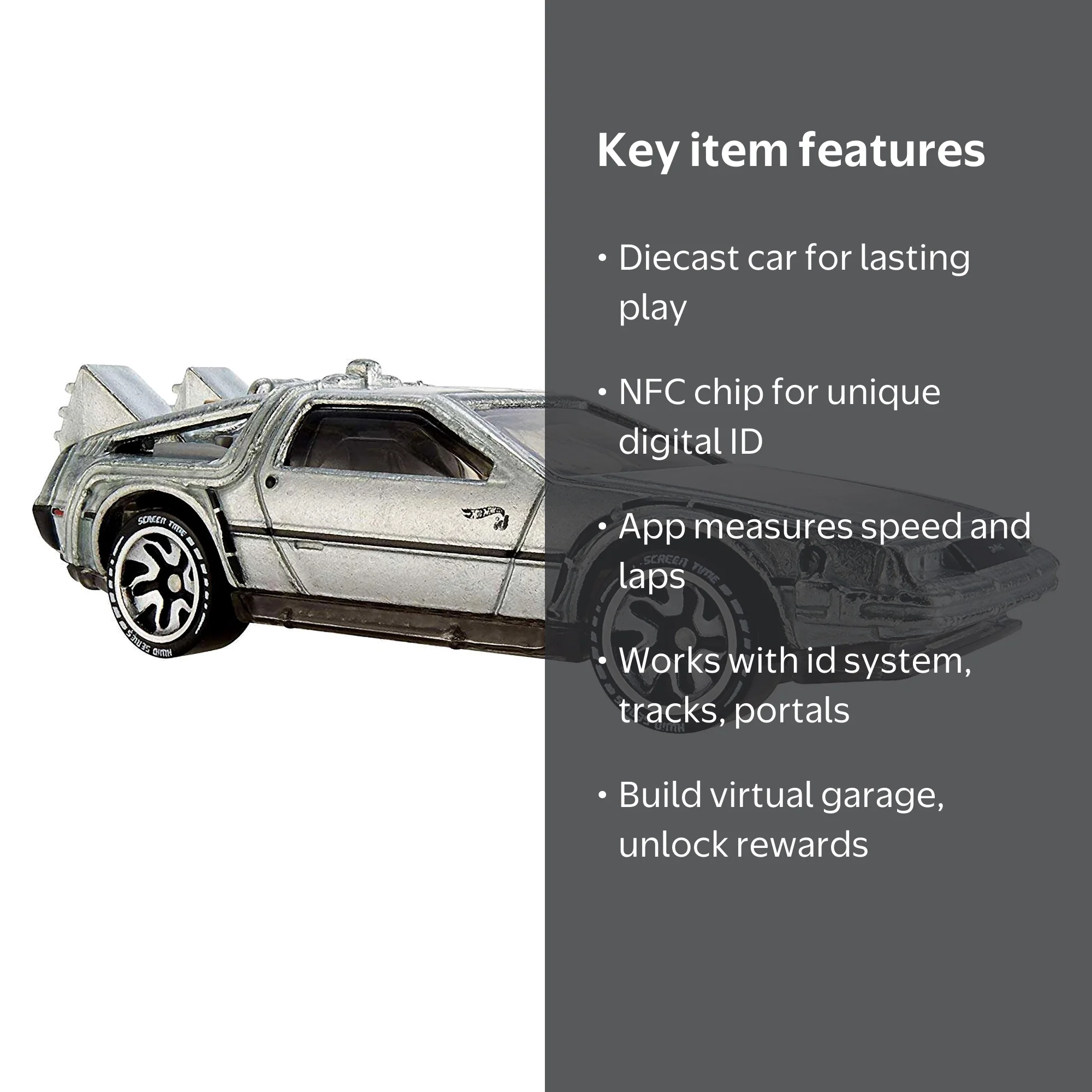Free Shipping! Back to the Future Time Machine Hot Wheels ID
