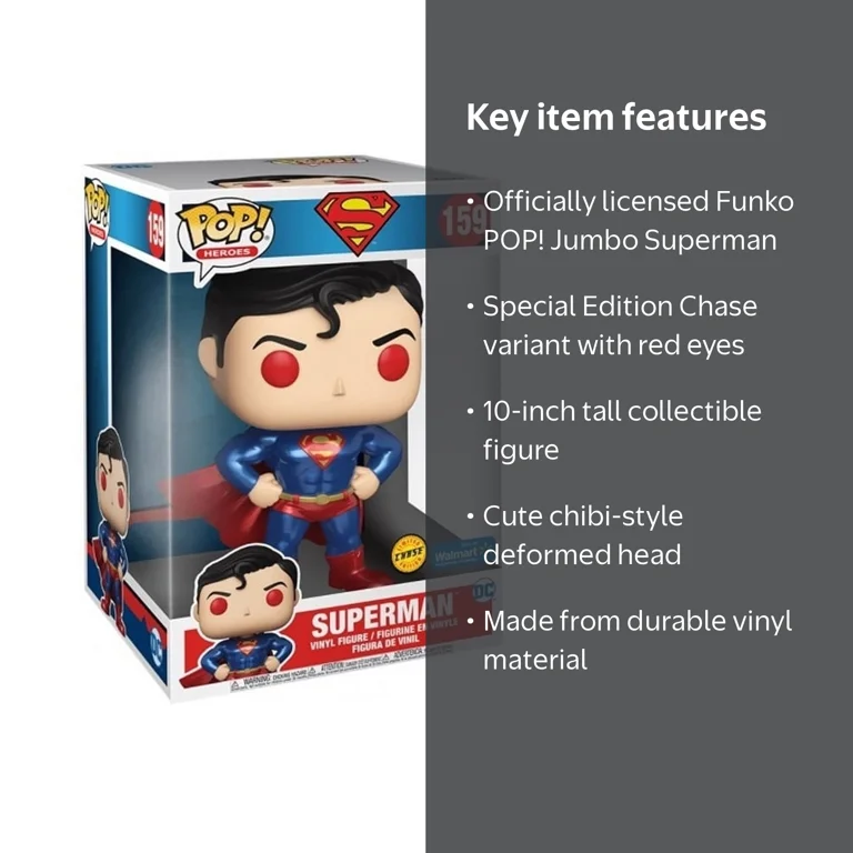 特大FUNKO POP! スーパーマン 10インチ特大サイズ限定版 Funko, DC Comics Superman, Jumbo 10-Inch, Chase Special Edition