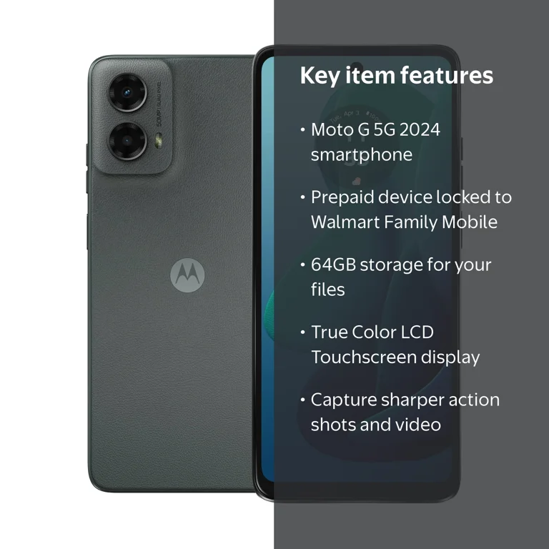 Walmart Family Mobile Moto G 5G 2024, 64GB, Gray - Prepaid
