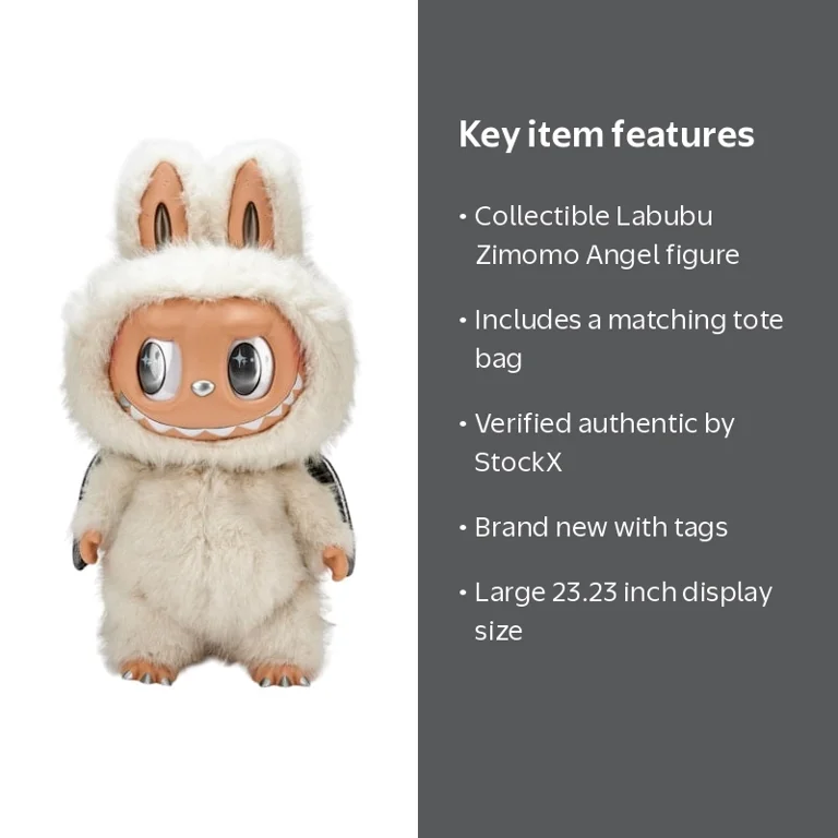 Pop Mart The Monsters Labubu Zimomo Angel in Clouds Figure + Tote