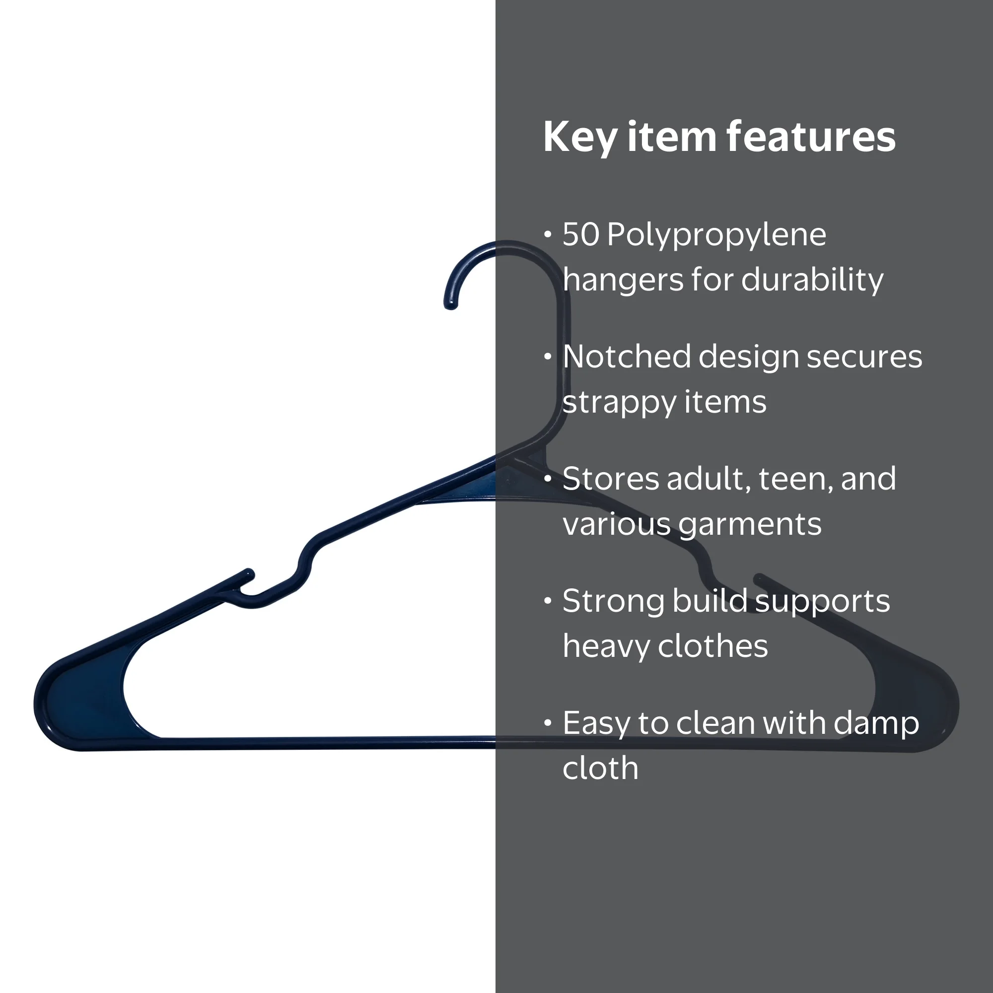 Mainstays Plastic Notched Adult Hangers for Any Clothing Type