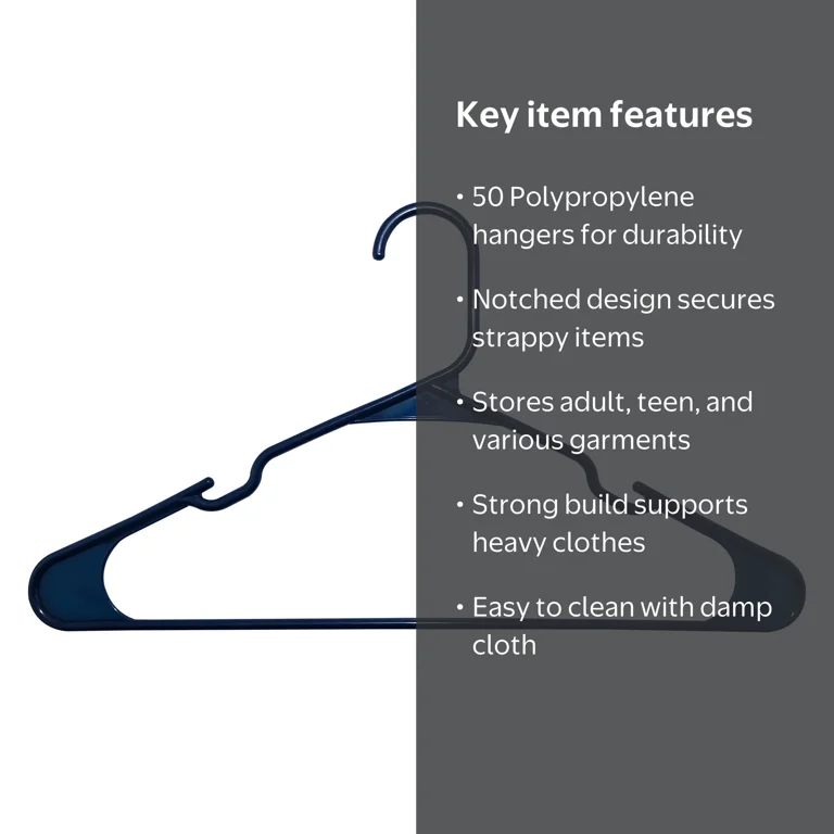 Mainstays Plastic Notched Adult Hangers for Any Clothing Type