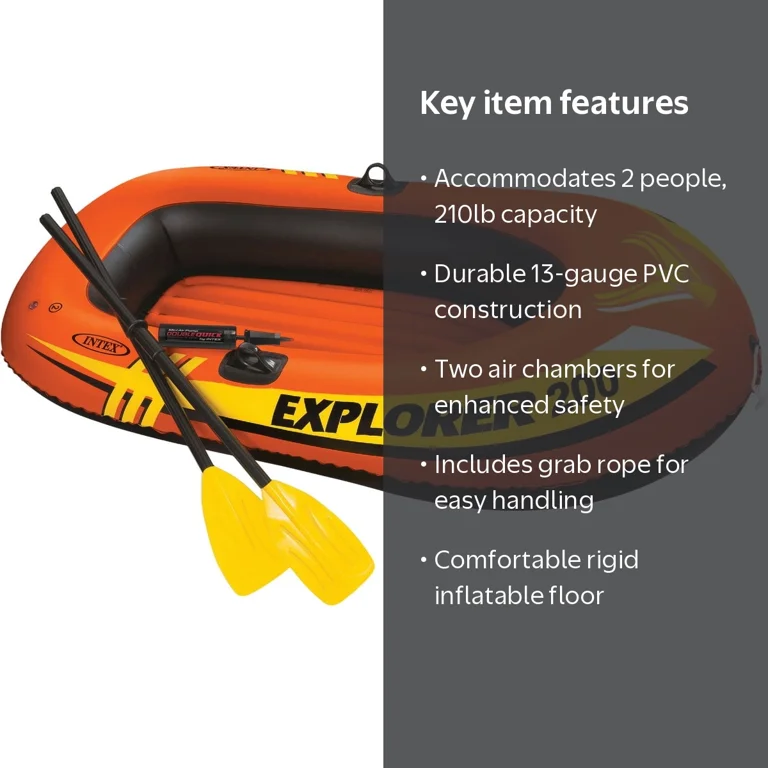 Intex Explorer 200 2-Person Inflatable Raft, PVC Pool Boat with