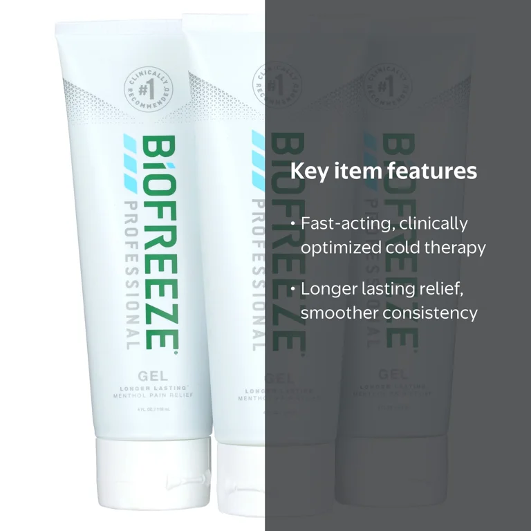 BioFreeze Professional Gel, 4 fl oz Tube, 3 Pack, Back Pain Relief