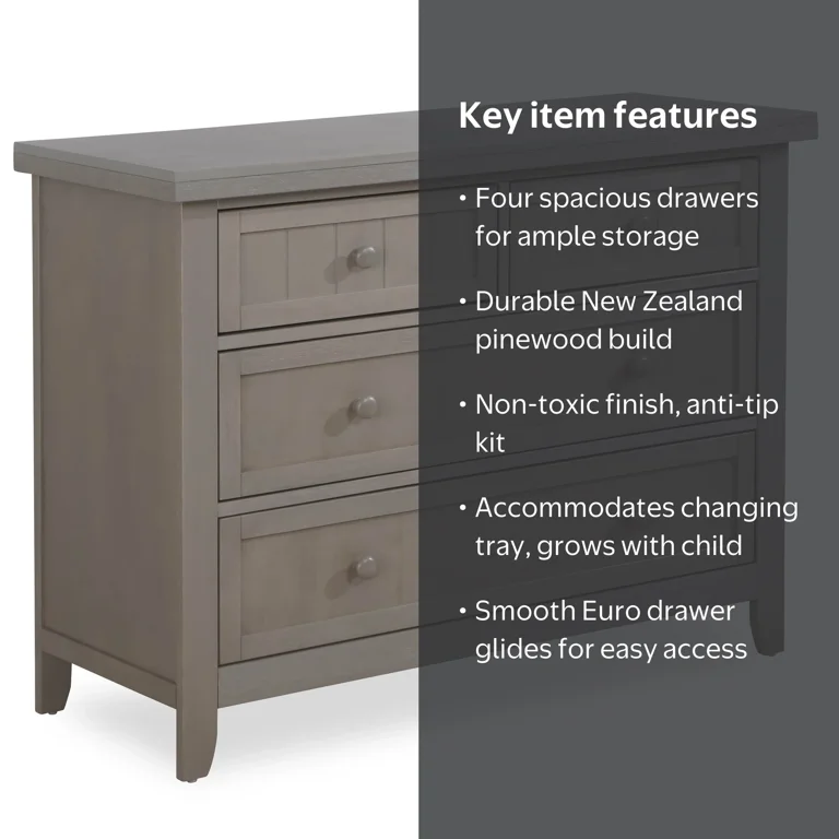 dream on me dresser grey Wade BABY PINK